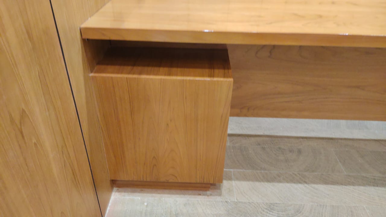 Wooden cabinet detail in office interior