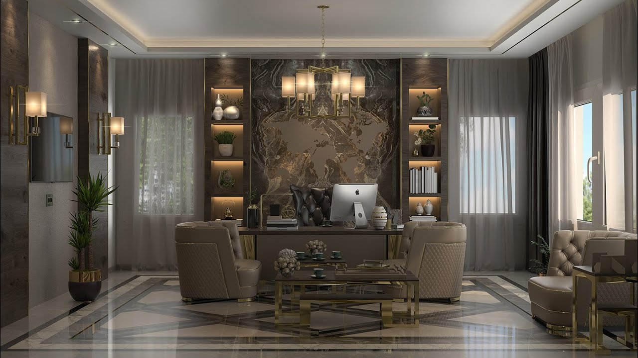 Luxury office interior 3D rendering